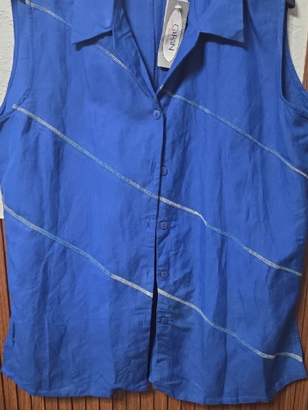 Caren Sleeveless Button-Down Top in Royal Blue P2p 26 Long 30.  2 xl Size. - Picture 3 of 5